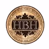 A circular logo with a wood texture background, featuring the large initials HBH in the center. The surrounding text reads HUNGRY BEAR HOPS PUBLIC HOUSE & BISTRO and AMAZING CRAFT BEER AND CRAFT FOOD.