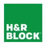 Green square with the white text H&R BLOCK in bold uppercase letters, representing the logo of the tax preparation company H&R Block.