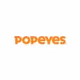 The image shows the Popeyes logo with the word POPEYES in bold, orange letters on a white background.