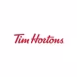 The Tim Hortons logo featuring the brand name written in red, cursive font on a white background.
