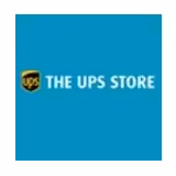 The UPS Store logo featuring the yellow and brown UPS shield to the left of the words THE UPS STORE in white text on a blue background.
